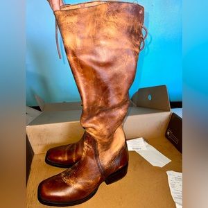 Ariat Womens Sawyer Western Boots Brown Leather Knee Zip-Up Size 11B